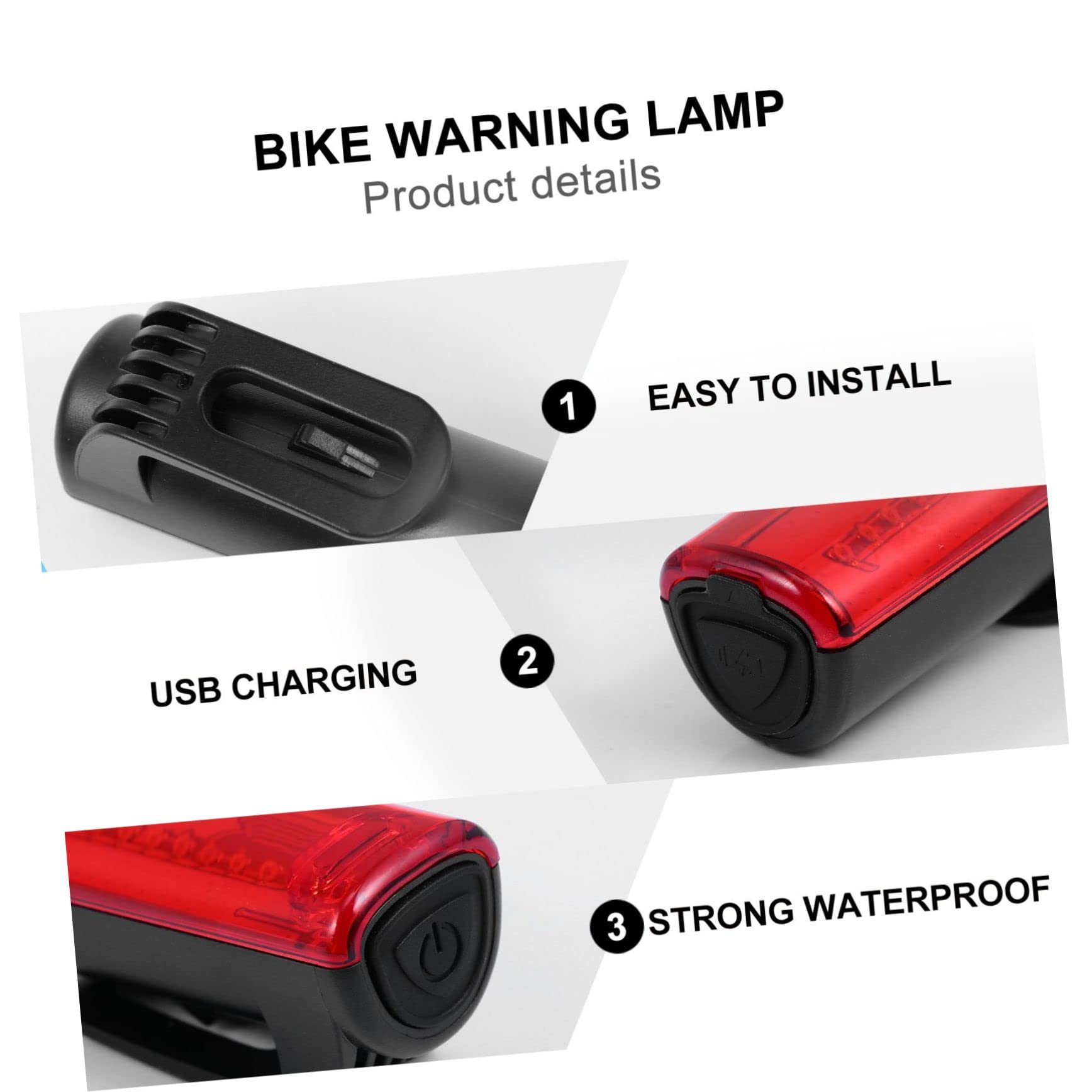 TOYANDONA Luce di Coda di Ricarica USB LED Posteriore Ciclismo per fanale Posteriore Leggero Ciclo fanalino Posteriore Bici Luce di Coda di Bici di Segnalazione plastica Rosso
