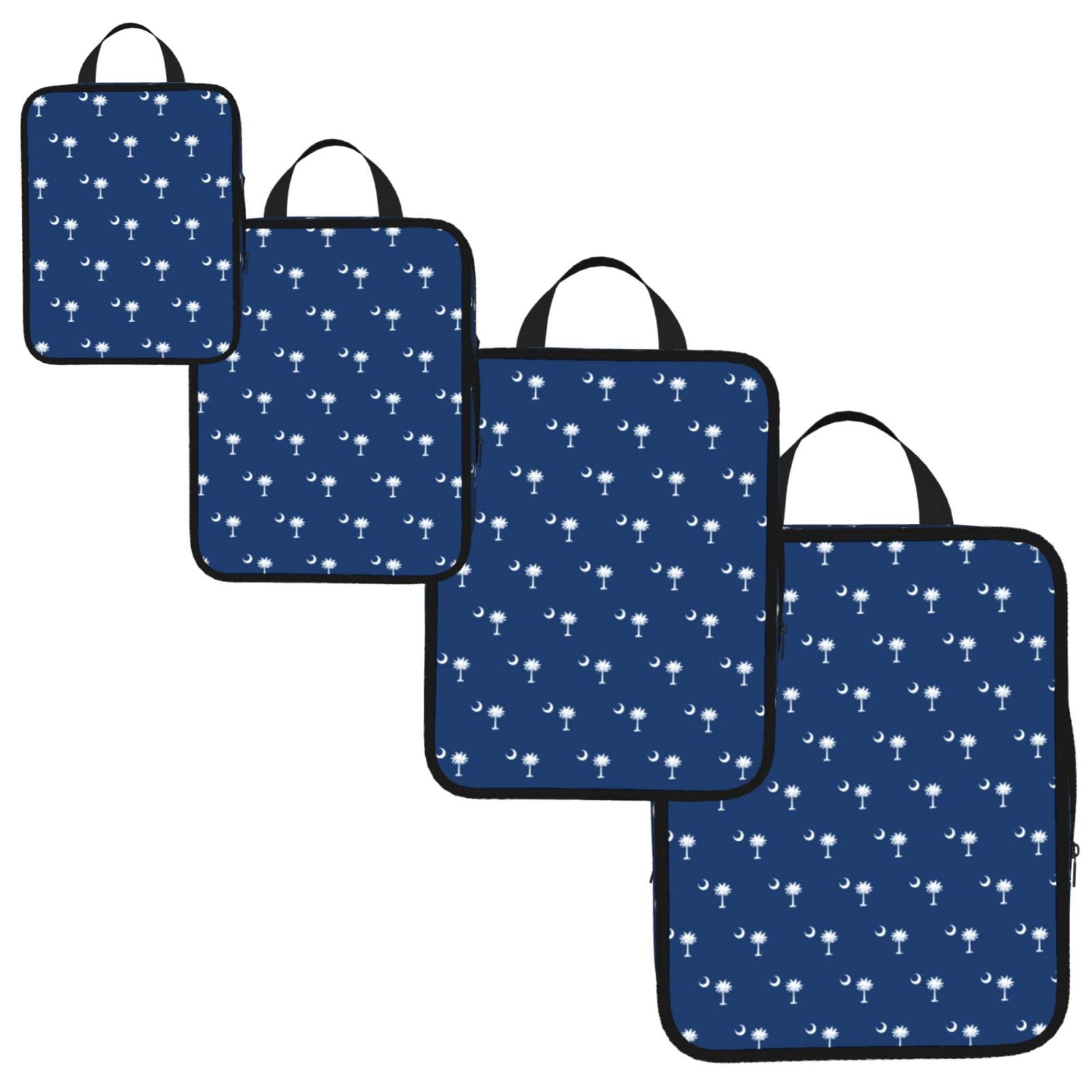 South Carolina Flag Print 4 Set Compression Packing Cubes for Suitcases,Expandable Storage Bag Organizers