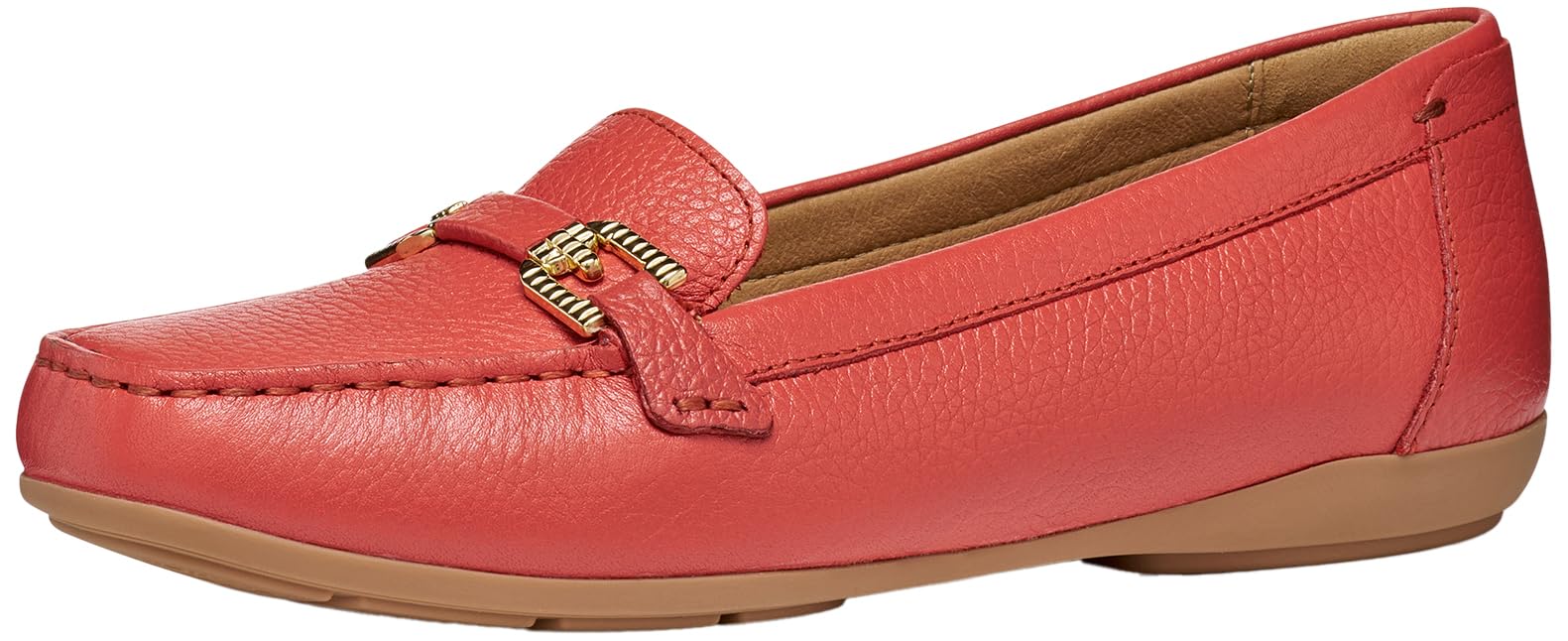 Geox Annytah Grained Leather Breathable Loafers Women's Coral Size 37 (4)