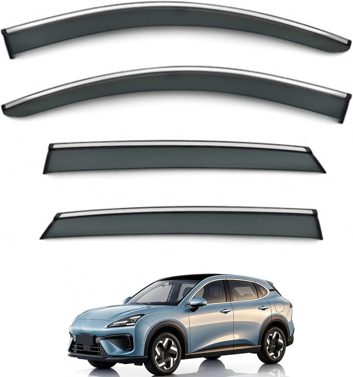 liufangfc Wind Deflectors for Baojun E6 MK1-F410S 2026 – 4pc Tape-On Smoked Visors, Weatherproof, Anti-Salt/Snow, Low-Noise