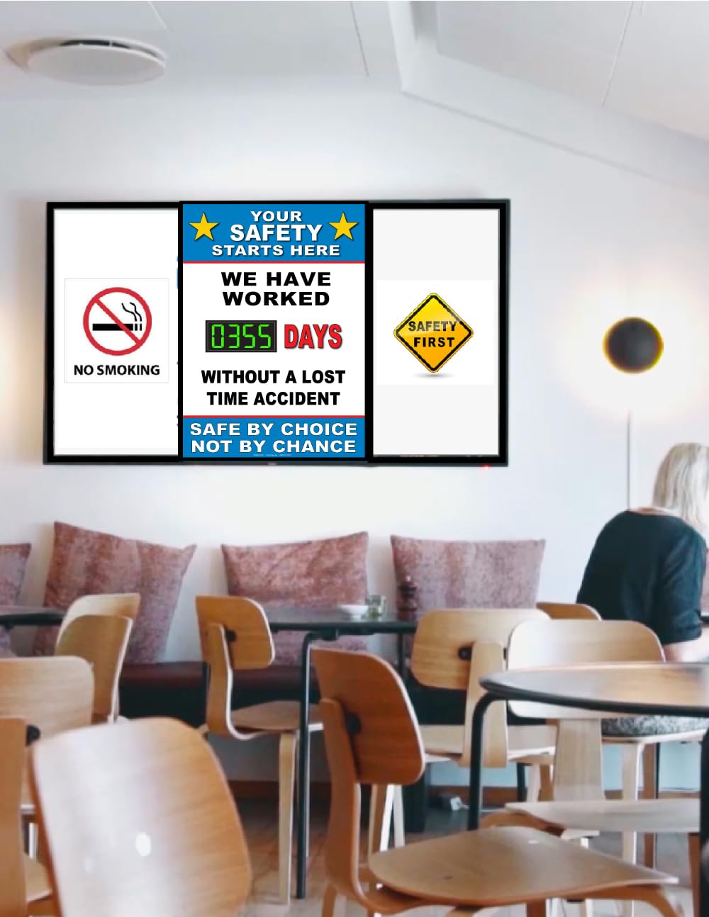 Marcador digital de seguridad LED de tamaño completo. Eléctrico (enchufable). 50.8 cm x 71.1 cm. Tu seguridad comienza aquí sin perder el tiempo, seguro para accidentes por elección no por