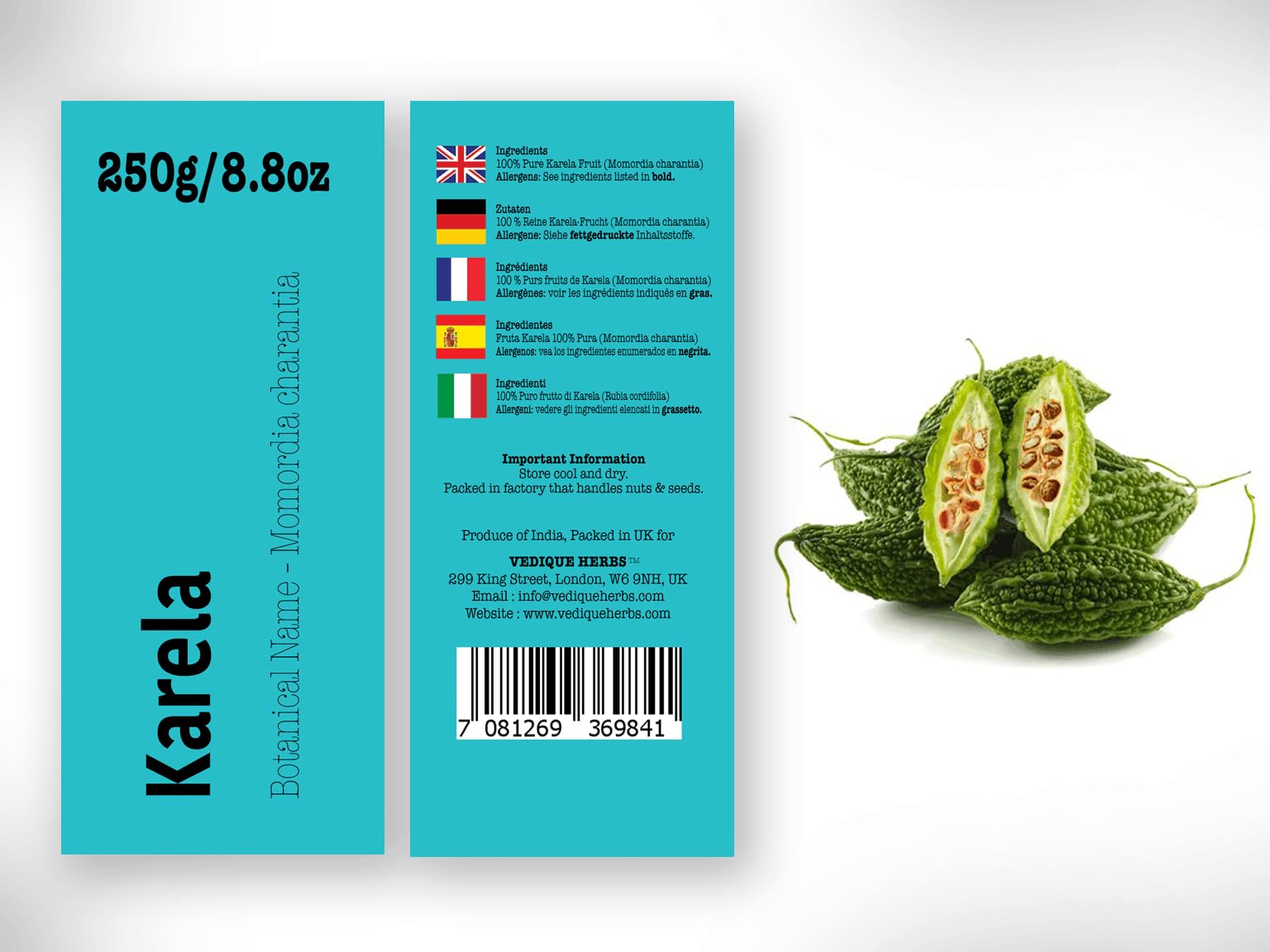 Karela Fruit (Bitterkürbis, Bittermelone) – 250 g | roh, roh, getrocknet, T-Cut | Premiumqualität