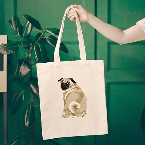 Vista 70 de WIRESTER Bolsa de lona para mujeres y niñas, bolsa de playa, comestibles y viajes, lindo perro