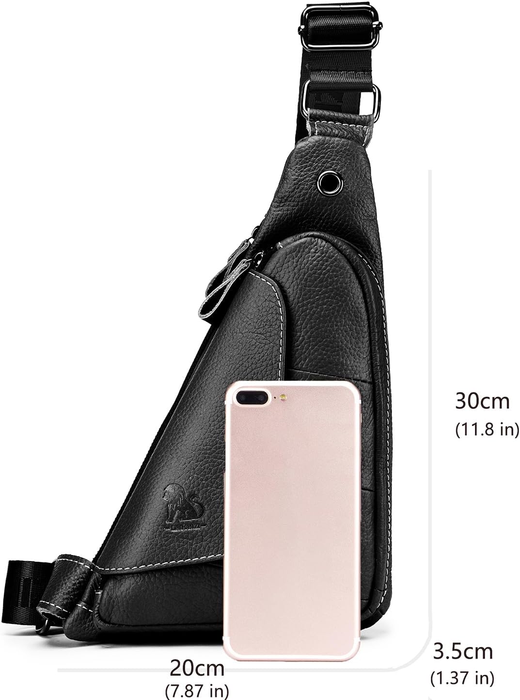 pundarika Genuine Leather sling bag for men women casual crossbody backpack small shoulder bag chest bag - Image 4