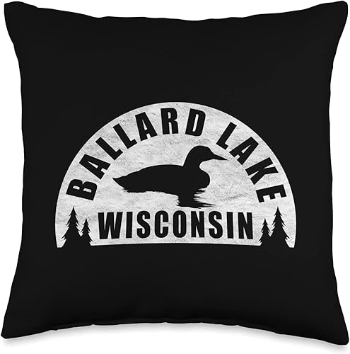 Birds Eye Works Ballard Lake Northern Wisconsin Loon Throw Pillow, 16x16, Multicolor