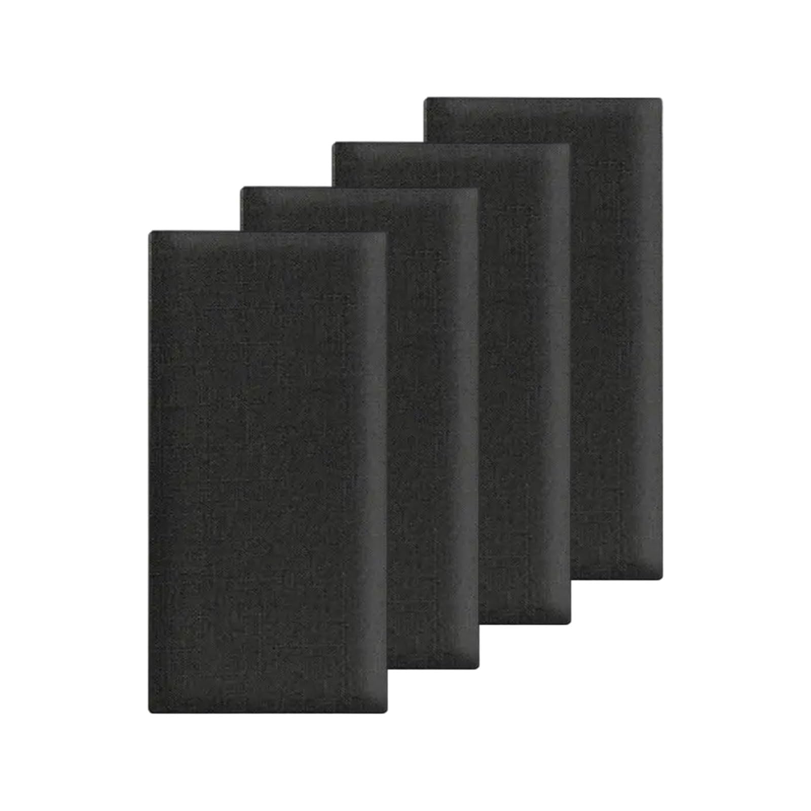 Wandpaneele Gepolsterte, 4 Stück 40x20cm Polsterplatte Selbstklebend, Wandkissen Wandpolster Für Bettkopfteil, Kinderzimmer, Schlafzimmer & Büro, Weiche Füllung (Schwarz)
