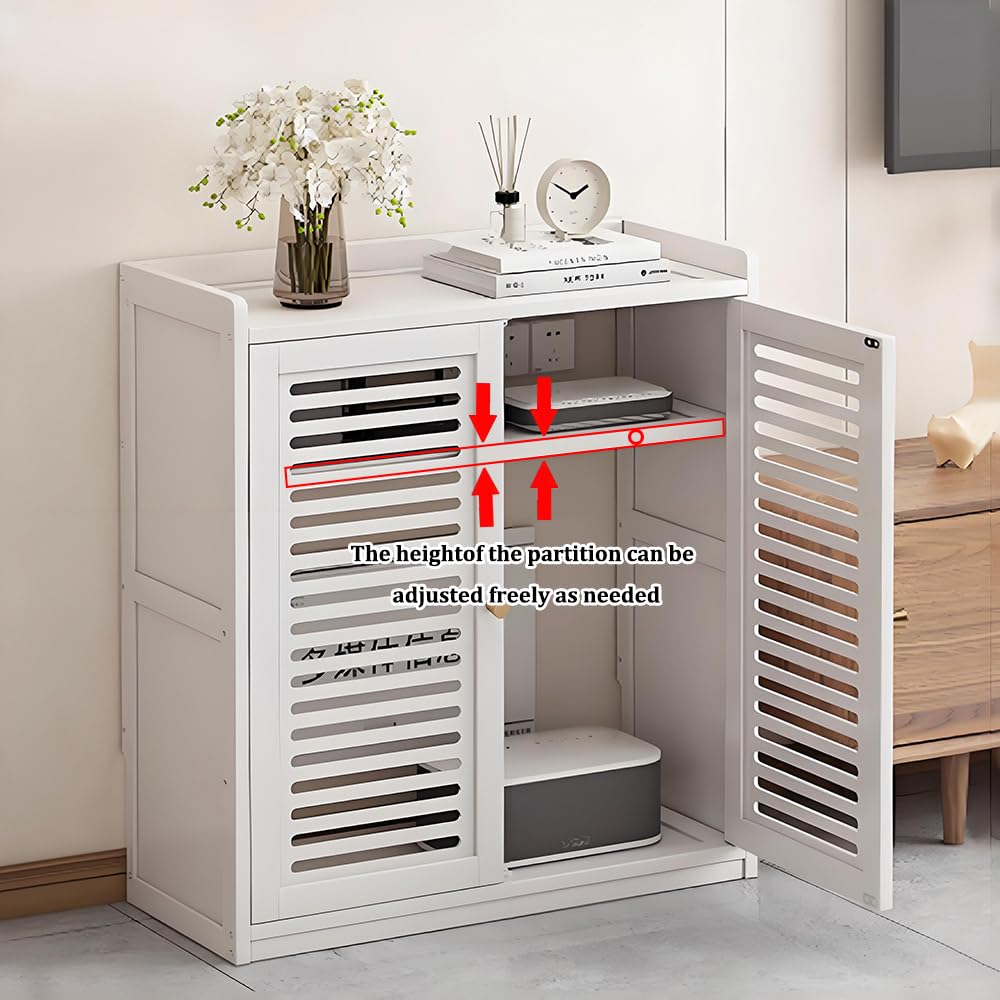 Caja Organizadora Cables, Router Rack, Gestión de Cables Estante de Almacenamiento Está Diseñada para Mantener los Cables Ordenados y Proteger los Equipos de la Acumulación de Polvo y Daños(White)