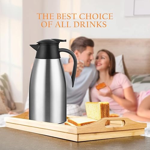 Miniatura 8 de WELLCHE - Jarra térmica de café para mantener el calor de acero inoxidable de 70 onzas termo de vacío aislado grande de doble pared retención de