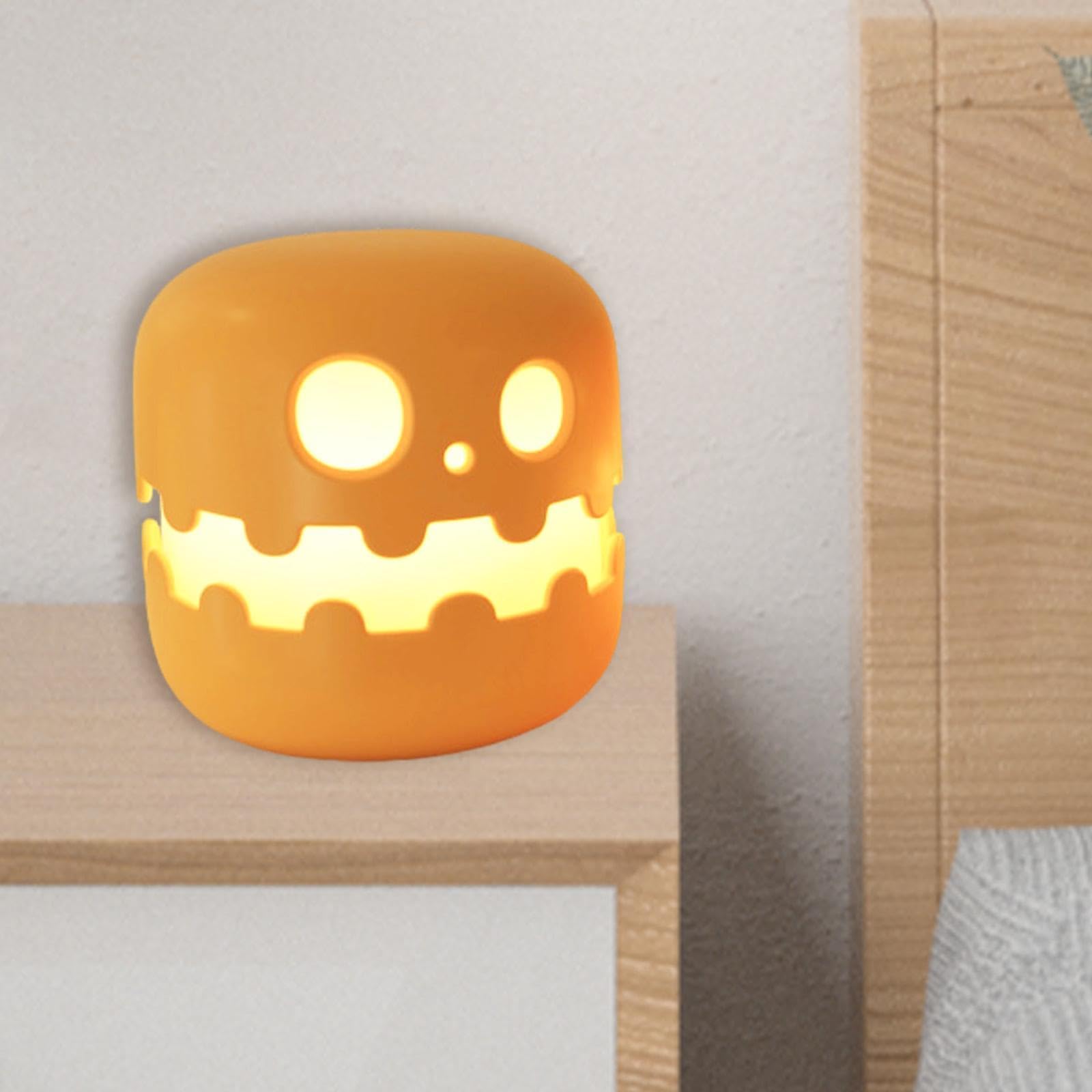 MagiDeal Luz de Noche de Calabaza, Luces de Halloween, Linterna de Calabaza Recargable, Luces de Hadas, Mini Linterna de Calabaza para Vacaciones al Aire Libre, Style B