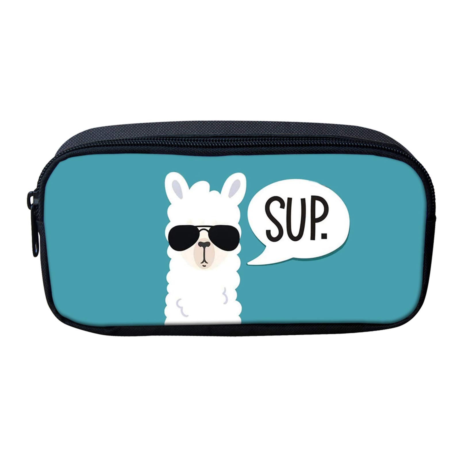 Showudesigns Llama Pencil Case Big Cute Pencil Bag Holder with Zipper for Boys Girls Teacher Stationery Storage Pouch Alpaca Aqua — image 1