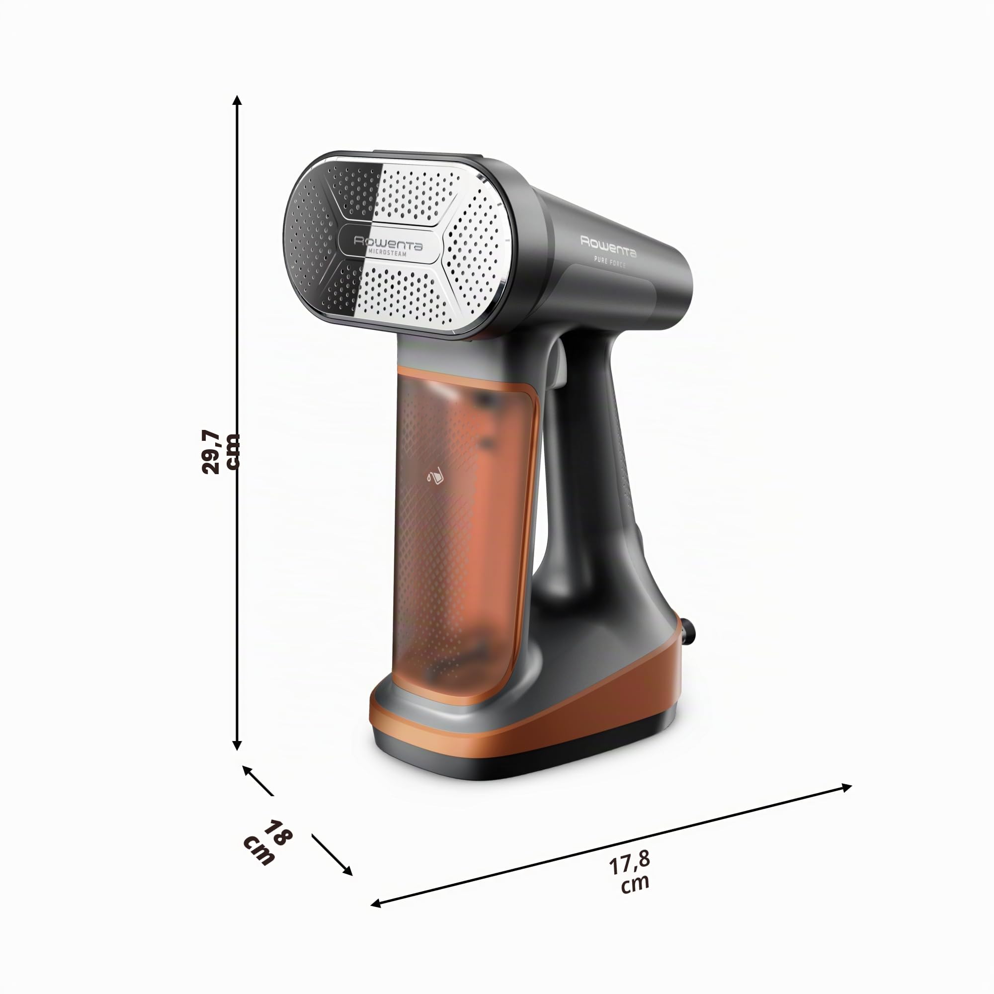 Rowenta, vaporizador de ropa, Pure Force 3 en 1, capacidad de 7 onzas, plancha vertical, planchado horizontal, removedor de pelusas, ligero, apagado automático, DR8855U1