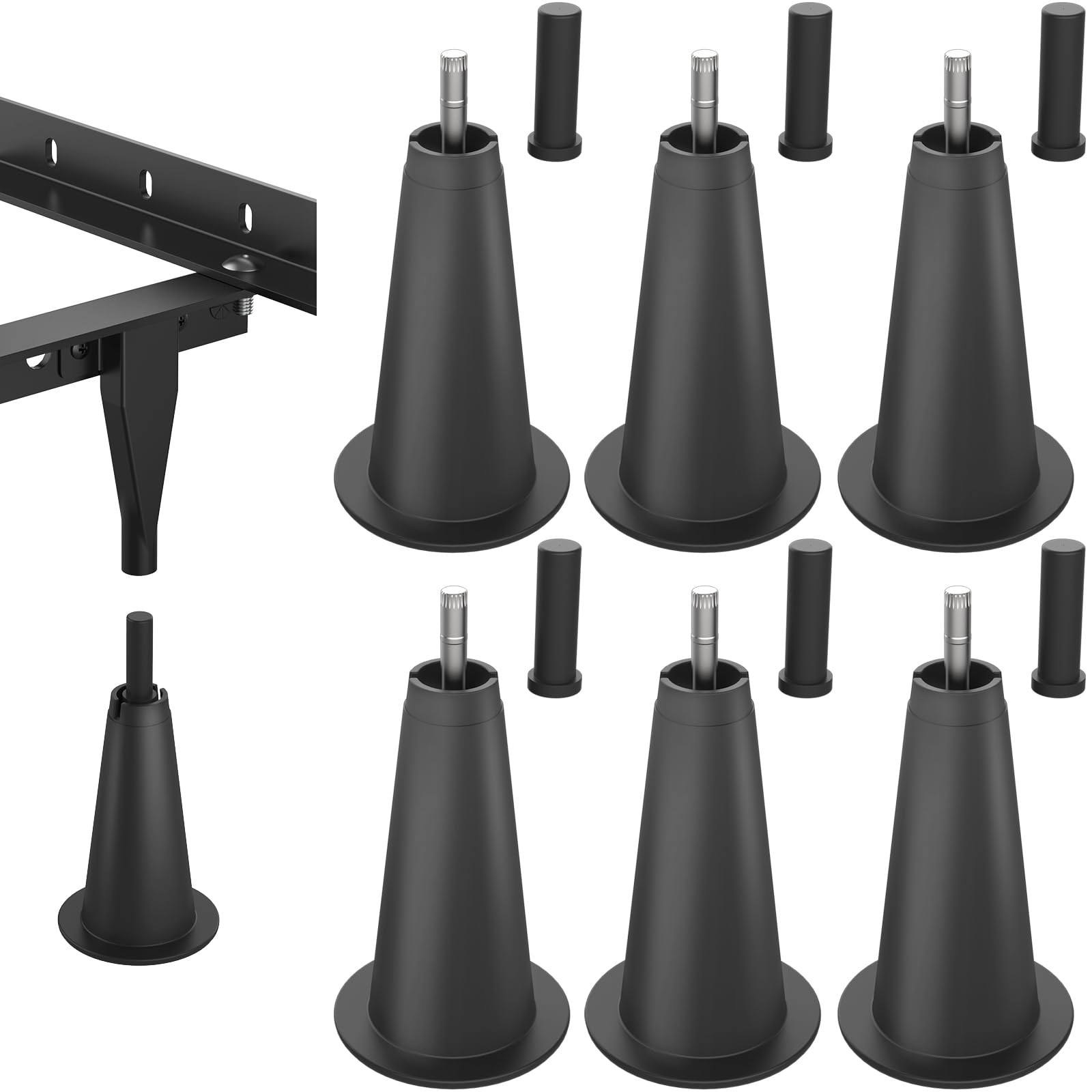 Photo 1 of **DIRTY**
appacare 5“ High Rise Bed Frame Risers, Bed Frame Feet with Socket Sleeve to Replace,Set of 6,Lift Bed Frame by 5" for Under Bed Storage