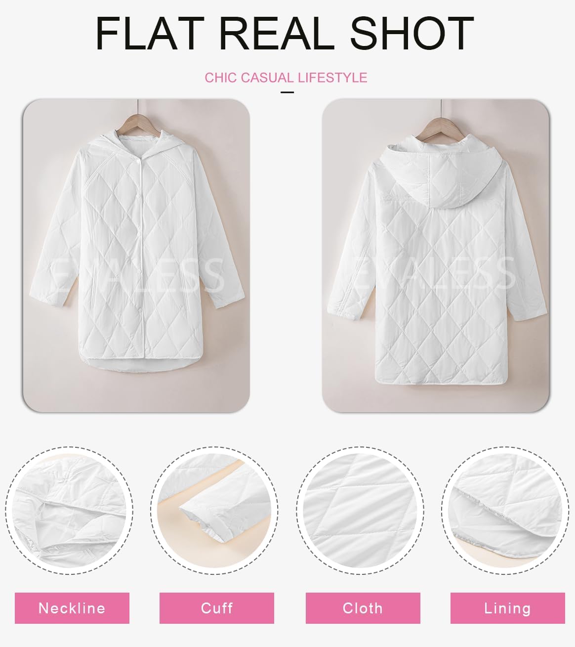 EVALESS Long Jackets for Women Fashion 2025 Winter Coat for Women Business Casual Diamond Quilted Hooded Lightweight Jackets - Image 6