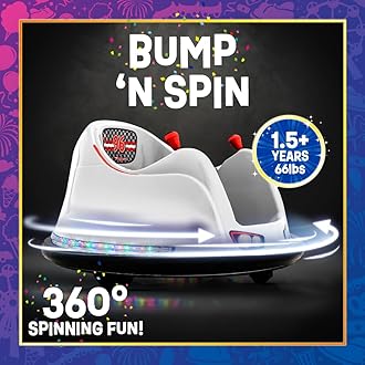 FunPark 6V Electric Bumper Car Ride-On for Toddlers, Ages 1.5–4 Years, LED Lights, 360° Spin, Supports up to 66 lbs (No Remote)