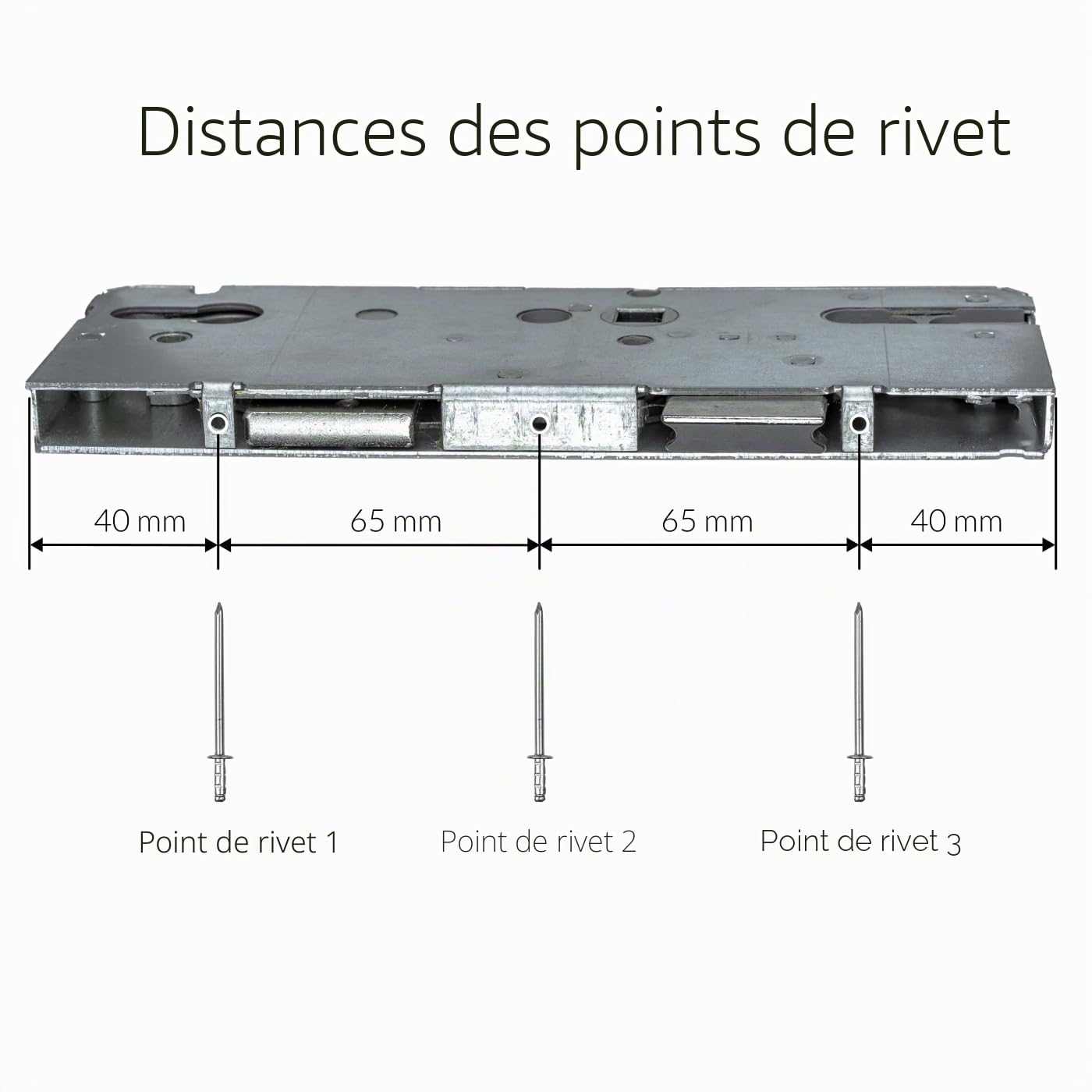 Serrure de réparation KFV 8092 | Serrure à mortaiser pour rénovation, pour verrouillages multipoints - Boîtier de serrure pour réparation ou remise en état | Entraxe 92 mm, profondeur du carré 55 mm