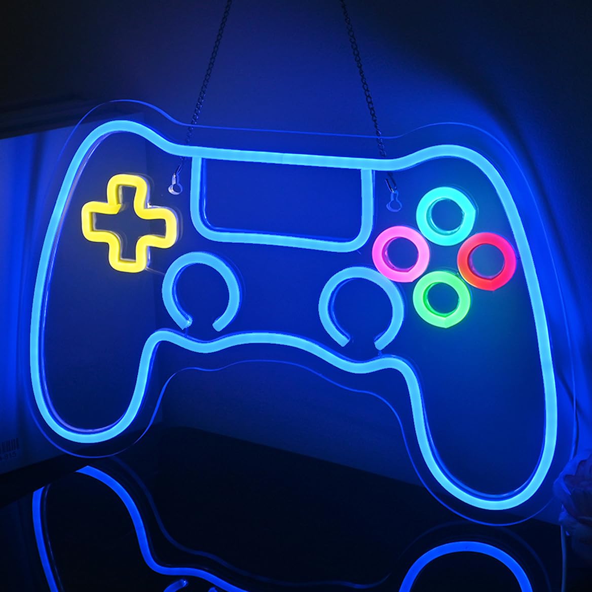 Looklight Gamer Neon Sign Gamepad Shaped Neon Sign for Gamer Room Decor, Gaming Neon Signs for Teen Boy Room Dimmable Neon Gaming Sign for Gaming Wall Decor, Gamer Gifts for Teens Boyfriend Husband