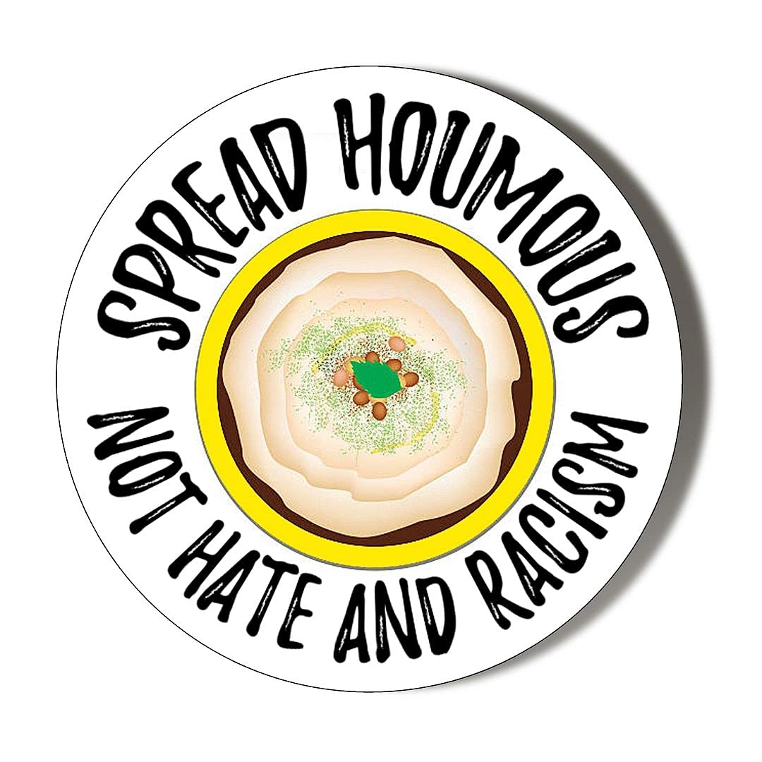 Gift Insanity Multi Spread Houmous Not Hate And Racism White 10 X 56Mm Vinyl Stickers Pack Of 10