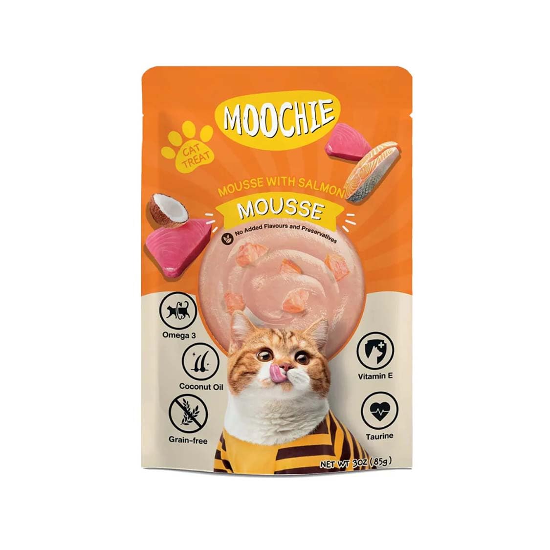 Moochie Mousse with Salmon cat Food Treat Pack of 1 x 85g-image-18