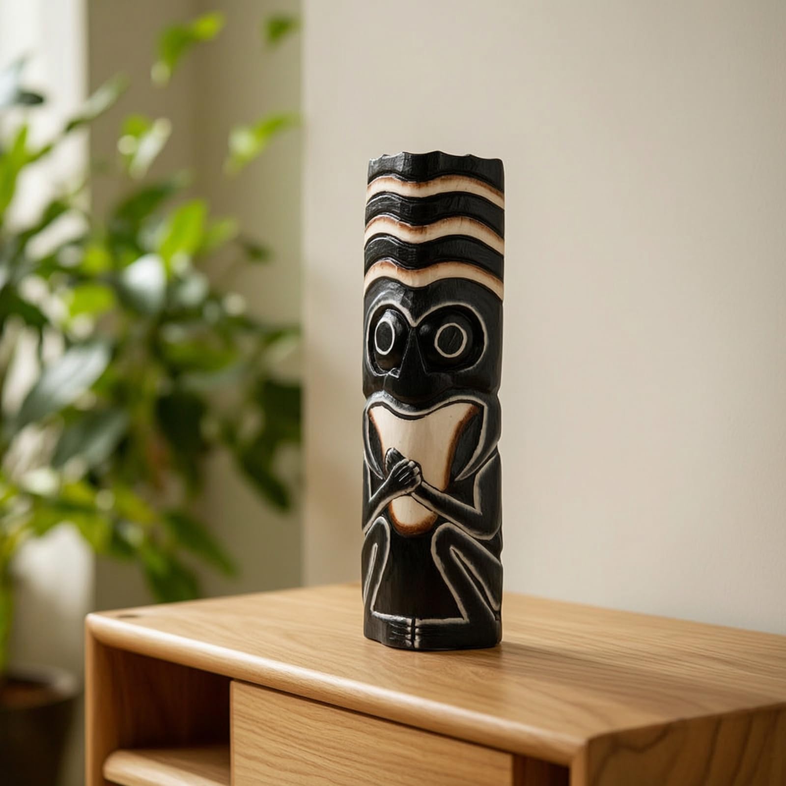 Yajuyi Scultura Decorativa Volto Statua Ornamento Resina Lavorata Testa Etnica Superficie Zigrinata Stile Adatta a Soggiorno Studio Ufficio Caffetteria Mensole Consolle Caminetto 50cm