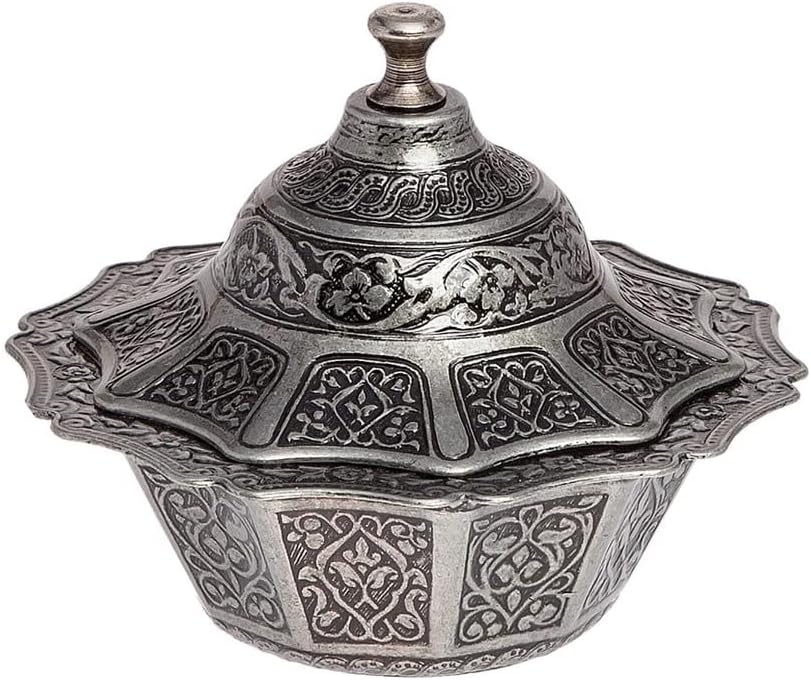 Miniatura 1 de Alisveristime Cuenco de latón revestido hecho a mano con azúcar chocolate y caramelo con tapa recipiente de azúcar plato de azúcar con tapa tazón de