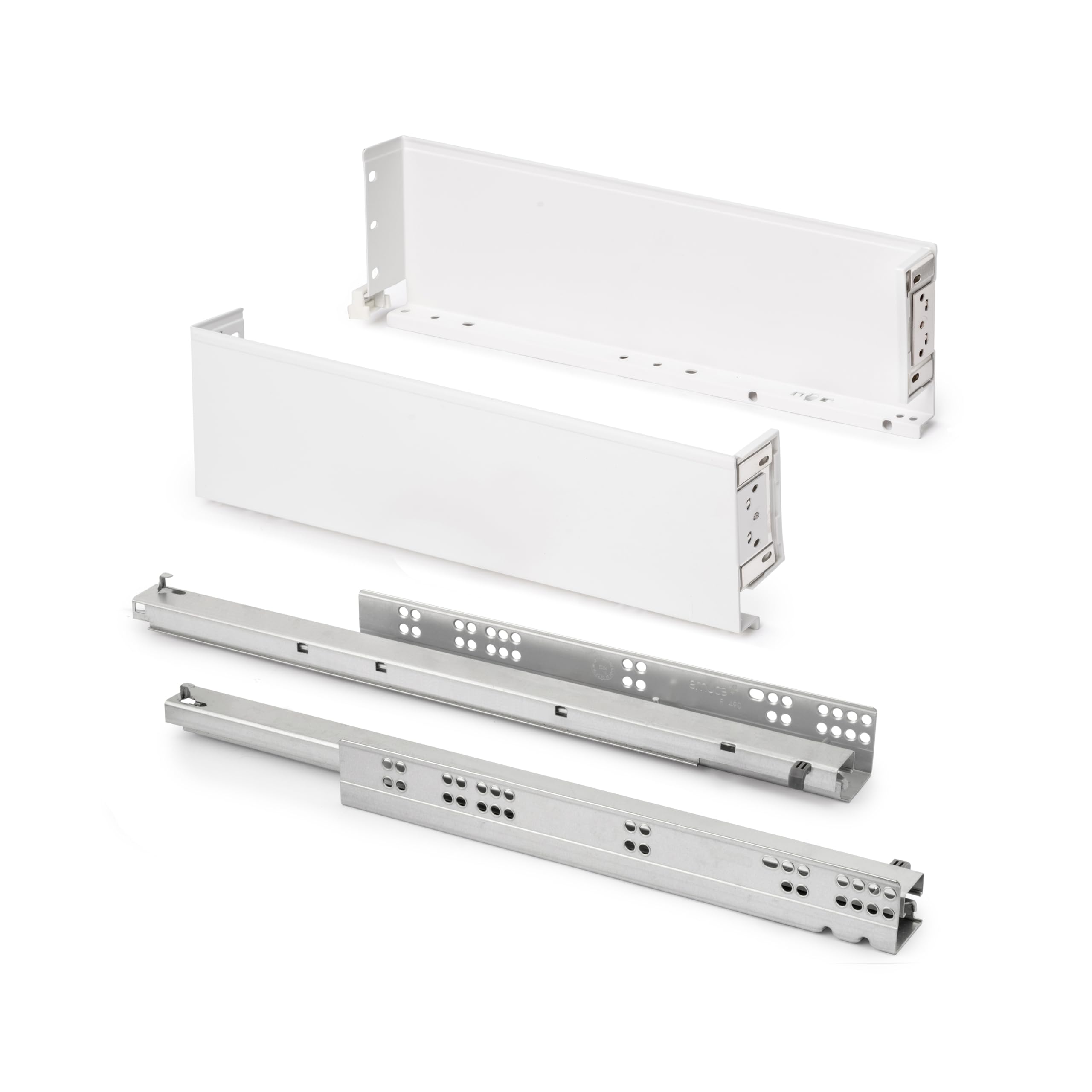 Emuca - Simplex 25kg (55,1 lb) External Drawer Height 122mm (4,8"), Depth 490mm (19,3"), Steel, White Painted