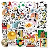 サッカーステッカー 50枚、ウォーターボトル、ノートパソコン、カップ、荷物、コンピューター、携帯電話、スケートボード、ギター、ヘルメット、スノーボード用防水ビニールステッカー (フットボール)