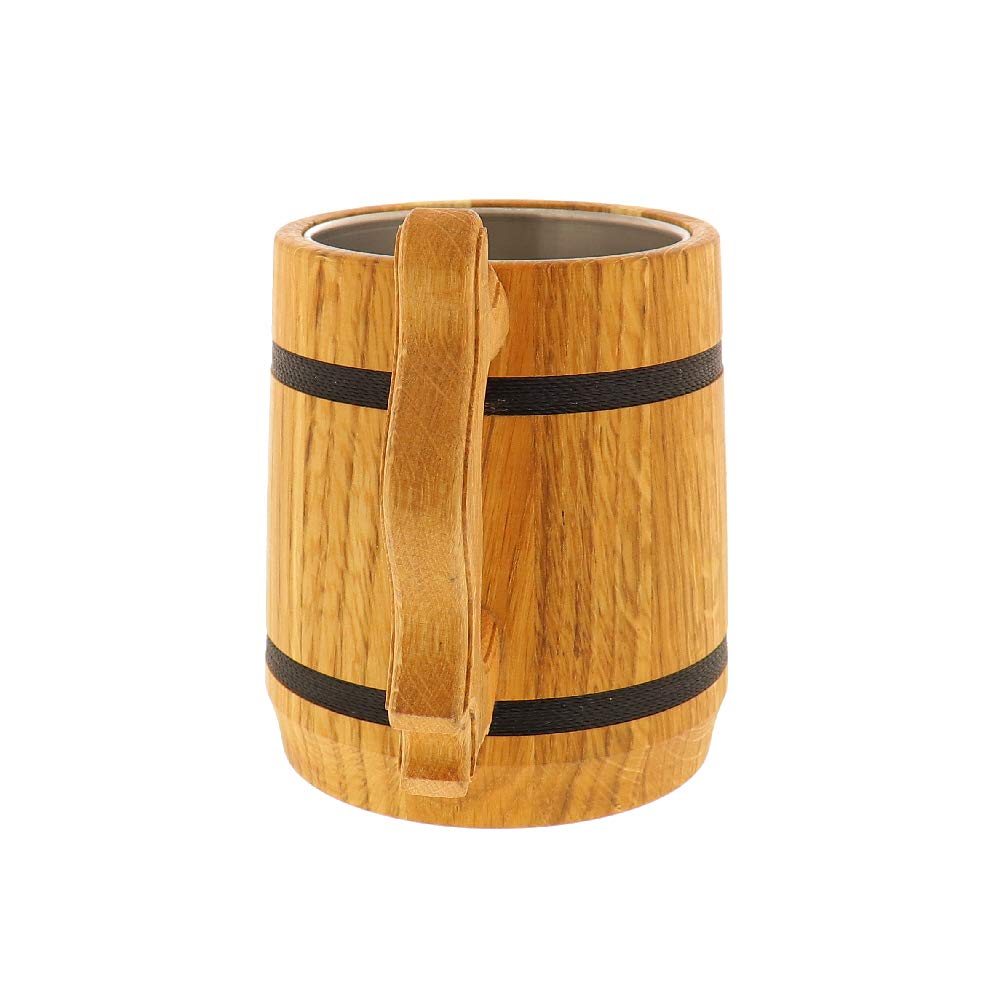 Chope à bière HOFMEISTER® avec insert en acier inoxydable en chêne 19,5 cm
