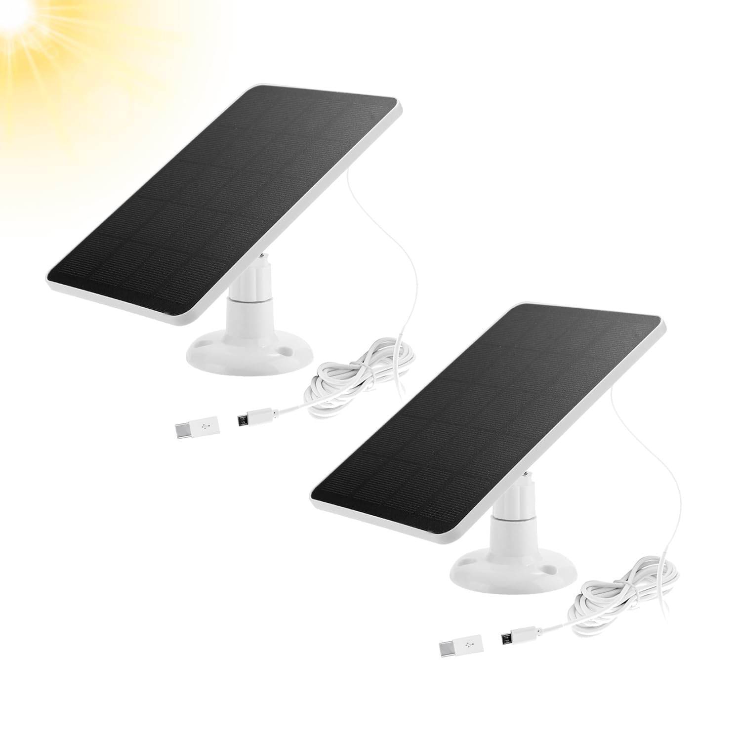 OYOCAM 2 Pack Solar Panels Compatible with Wyze Cam Outdoor Rechargeable Battery Camera, Solar Panels for Wireless Security Camera Outdoor 4W Type C Port, White