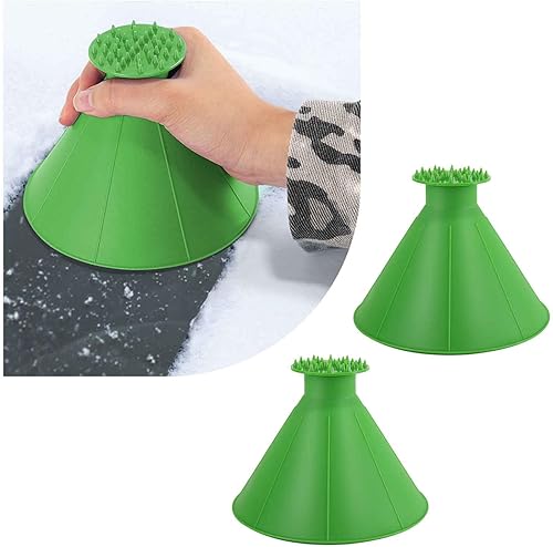 Kewucn 2 raspadores mágicos de hielo para automóvil, raspador de hielo en forma de cono para parabrisas con embudo para eliminar las heladas y la