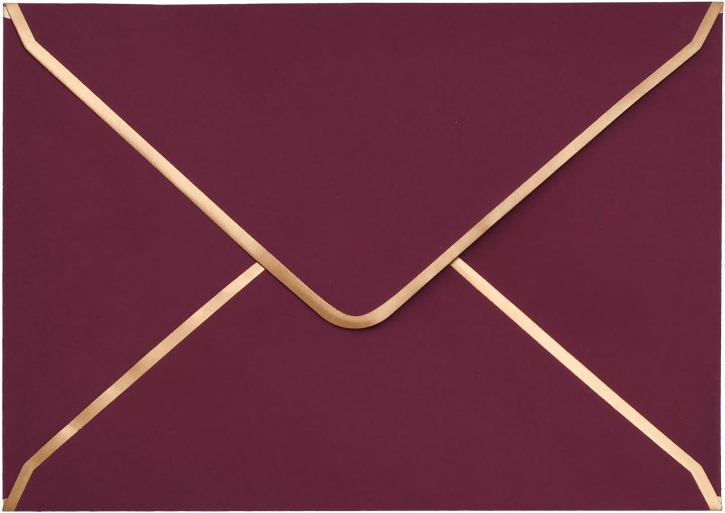 50 PCS A7 Size Burgundy Envelopes 5 x 7 Inch V-Flap Mailing Card With Gold Border - Quick Seal for 5x7 Cards, Birthday, Weddings, Graduations, Greeting Cards