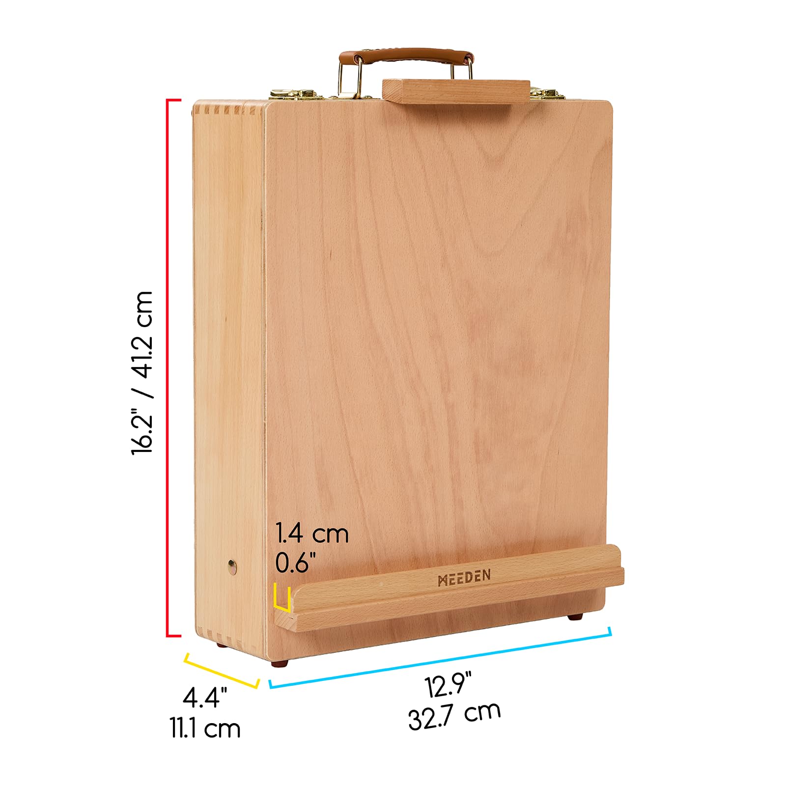 MEEDEN Grande boîte à croquis de studio, chevalet de table réglable en bois de hêtre massif avec boîte de rangement, pinceaux, toile max 71 cm