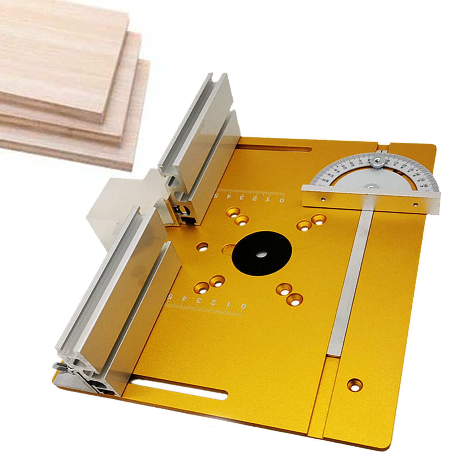 Aluminiowy Stół W Wstawianiu Stolika Płytowego,Maszyna Do Rzeźby Drewna,Wkładka Router Płytowa, Obróbka Drewna Narzędzie Wkładki Routetu Drewnianego,Golden-3pieces