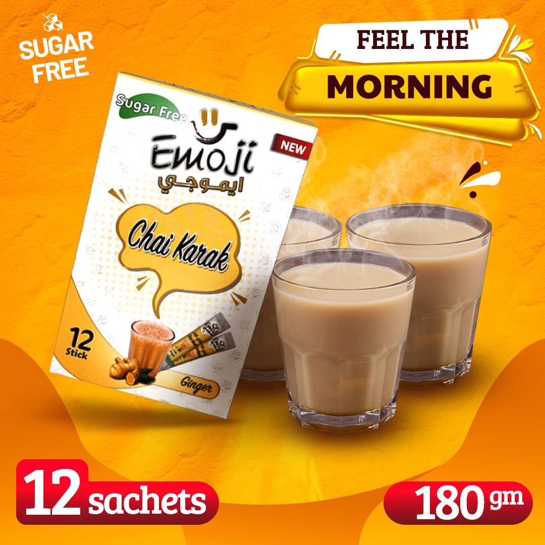 Emoji karak tea with Ginger. Chai Tea Latte, 12 Sachets 20g 240gm