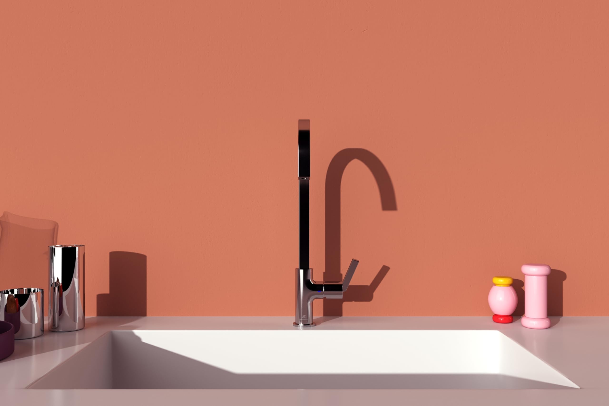 Ideal Standard – Gusto Miscelatore cucina, Bocca alta squadrata, con cartuccia FirmaFlow, bocca girevole a 360°, facile da installare con fissaggio EasyFix+, Cromato