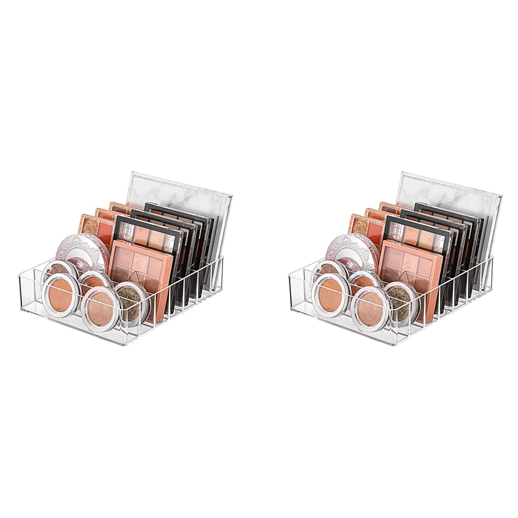 Hndhbfgrt 2X Eyeshadow Palette Organizer- 7 Section Divided Makeup Acrylic Palette Organizer Holder for Vanity Cosmetics Makeup
