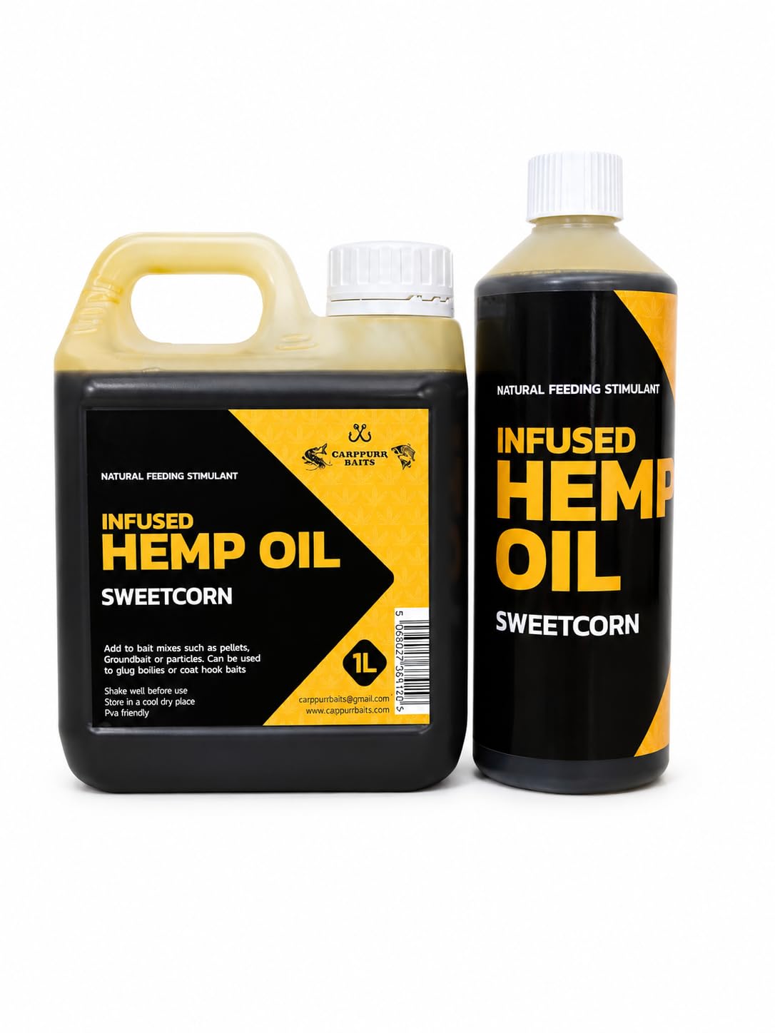 Carppurr baits sweetcorn Flavoured Hemp Oil – 500ml-1L-2L-3L-5L – Carp & Coarse Fishing Liquid Attractant, PVA Friendly Bait Soak & Pellet Booster (5 litre)