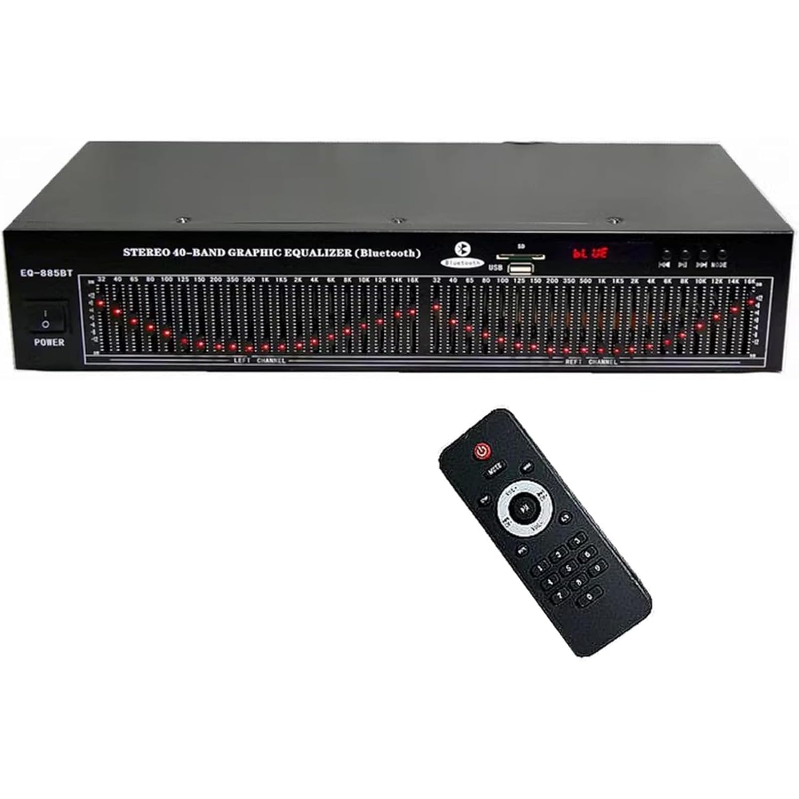 EQ-885 Dual 20-Band Stereo Equalizer Digital Audio Effekte Controller Hifi Home EQ Tuning Equalizer mit Bluetooth Fernbedienung Rauschunterdrückung für Aufnahmestudio