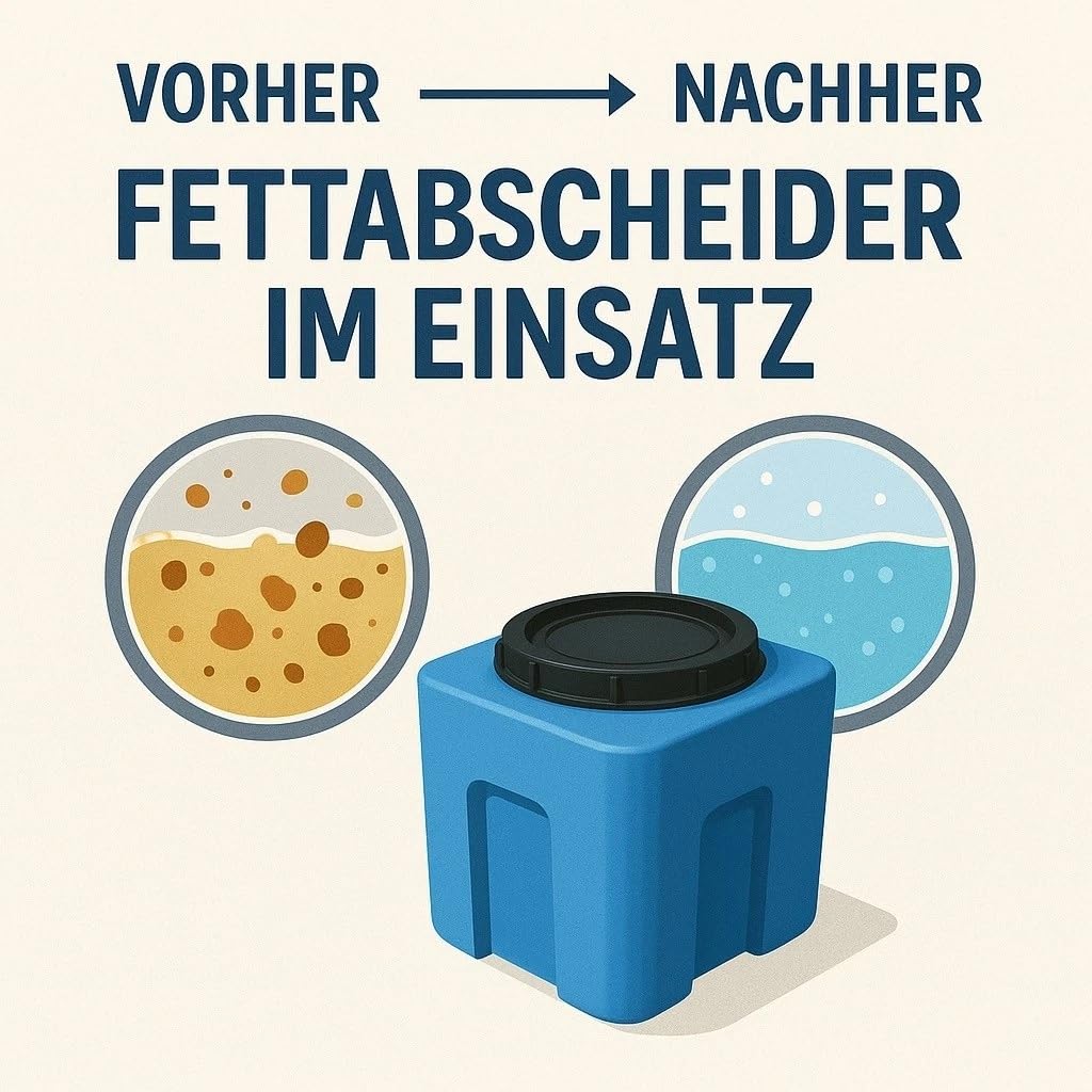 KMND Fettabscheider 40L Untertisch Gastro - DIN EN 1825 Zugelassen - PE-HD Fettfangsystem Vorabscheider - Fetttrenner für Gastroküchen Foodtruck Restaurant - Kompakt Leicht - Fat Separator