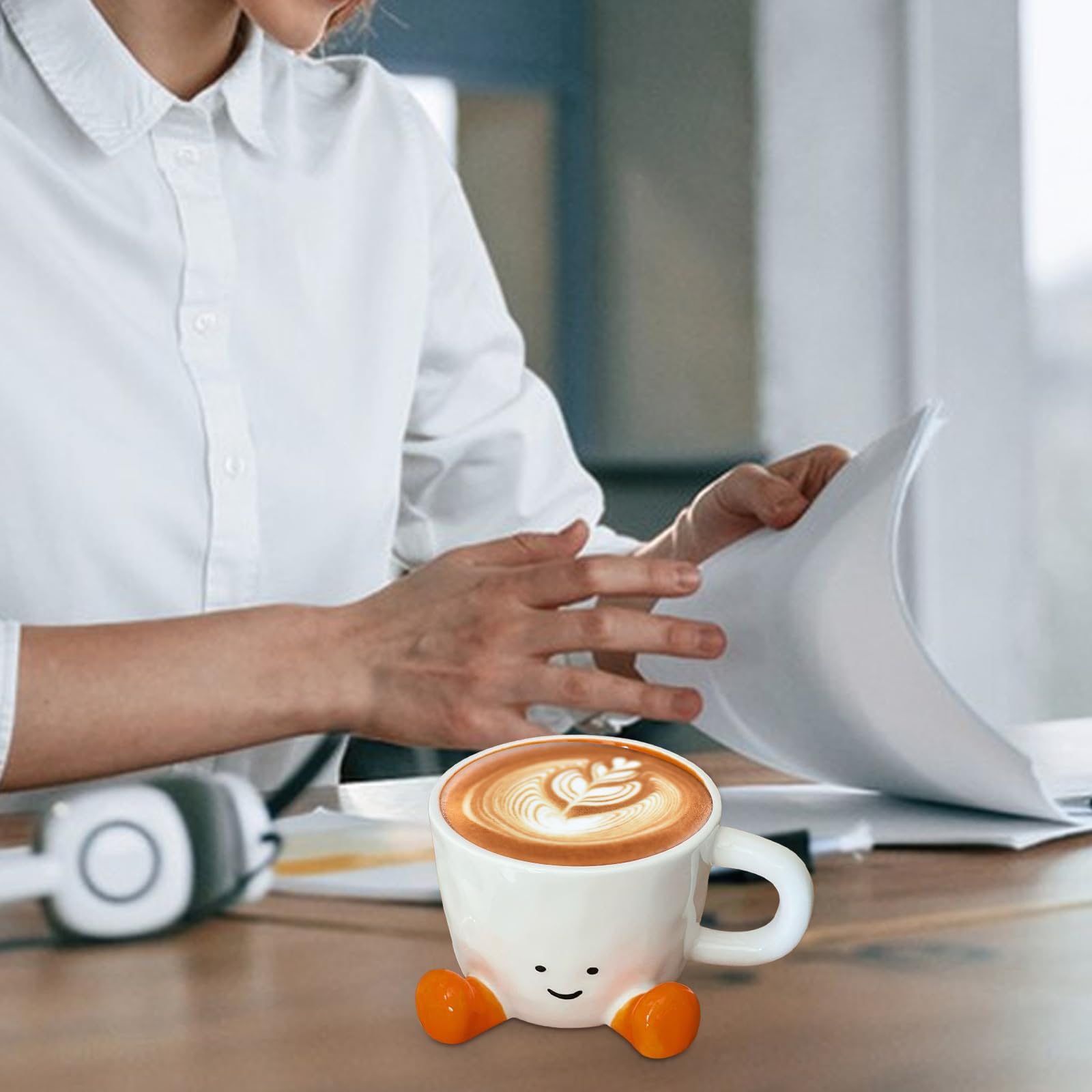 Keramiktasse, originelle Kaffeetasse, handgeknetetes Design, verhindert Verbrühungen, niedliches dekoratives Schreibtischzubehör für Getränke