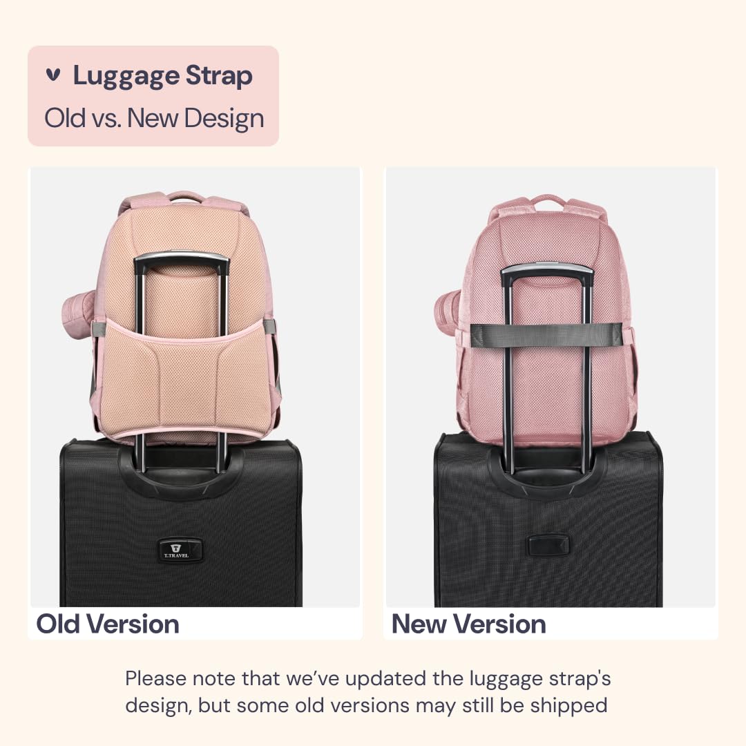 BabbleRoo Diaper Bag Backpack - Travel Large Baby Diaper Bag with Changing pad, Waterproof Baby Bags for Mom & Dad, Unisex Bags with Pacifier Case, Luggage Strap & Stroller Clips– Pink - Image 3