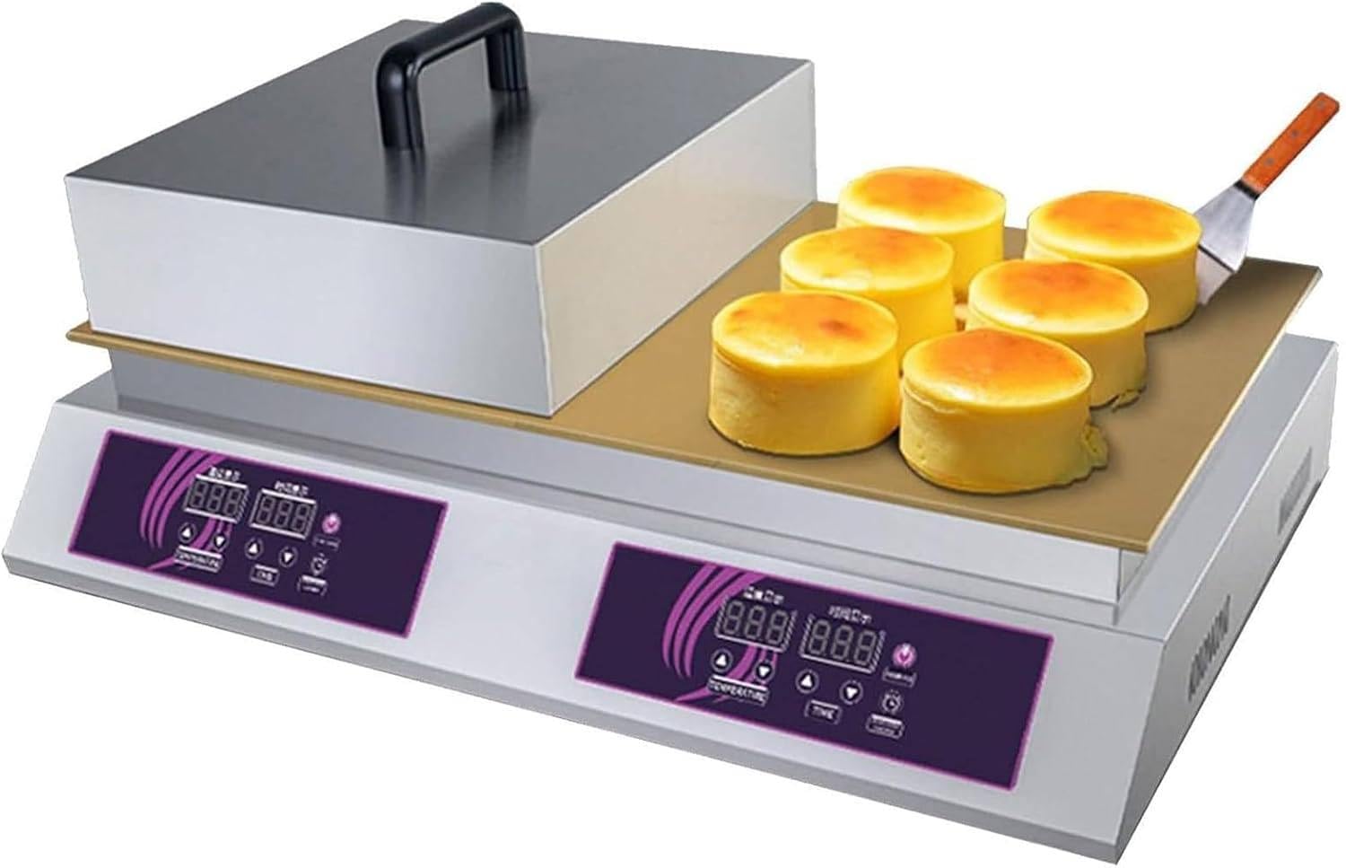 Machine à soufflés, Appareil à soufflés antiadhésif Professionnel, Machine à Muffins électrique à température réglable de 60 à 240 °C, pour Restaurants, boulangeries, pât,DoubleHead