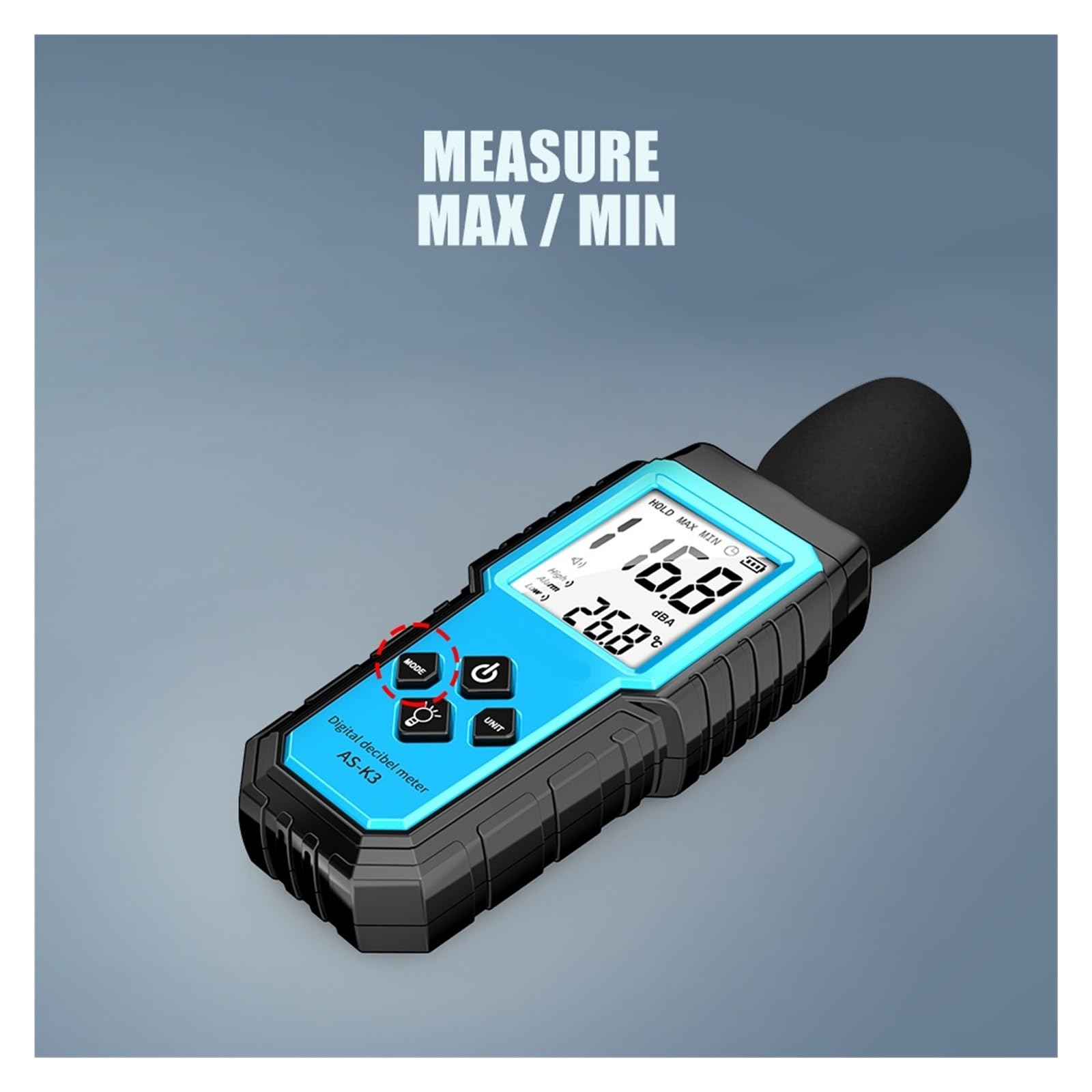 Decibelmetro, Misuratore di decibel digitale fonometro 30~130dB Misura livello sonoro rumore