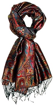 Lorenzo Cana Pashmina Di Seta 100% Jacquard Con Motivo Cachemire: Sciarpa Lusso Donna 70x190 Cm, Turchese E Verde Chiaro, 78642