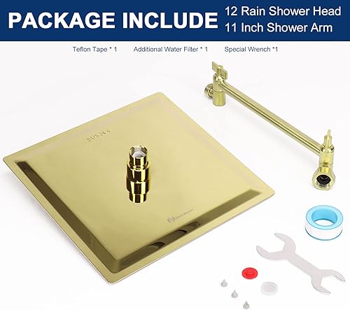 Miniatura 32 de Cabezal de ducha de lluvia con brazo de extensión ajustable de 11 pulgadas, cabezal de ducha cuadrado grande de acero inoxidable de alto flujo