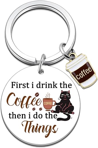 Funny Coffee Keychain Accessories Coffee Lover Gifts for Women Men Barista Gifts Coffees Themed Gift Basket ideas Accessories Stuff for Cofee Lovers Christmas Gift