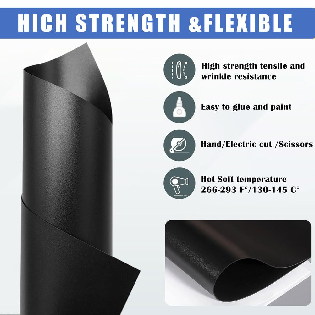 Matowe czarne plastikowe arkusze wielokrotnego użytku 210x148 mm – 20 szt. Matowych płyt polipropylenowych(2mm)