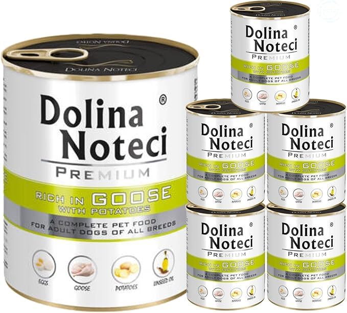 Dolina Noteci Premium – Gluten-Free Wet Dog Food 800g – High Meat Content – Natural Meal for Adult Dogs – No Artificial Additives – Omega 3 & 6 (Goose With Potatoes, 6x800g)