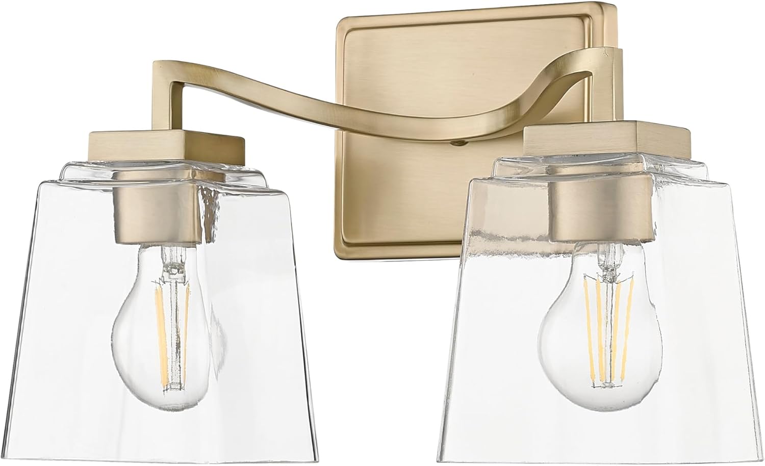 ML Lighting | Avenna Collection | 24002-MG | 2 Light Vanity in Modern Gold Finish with Clear Glass Shade | Versatile Design That adds High-End Texture and Elegance to Your Bathroom