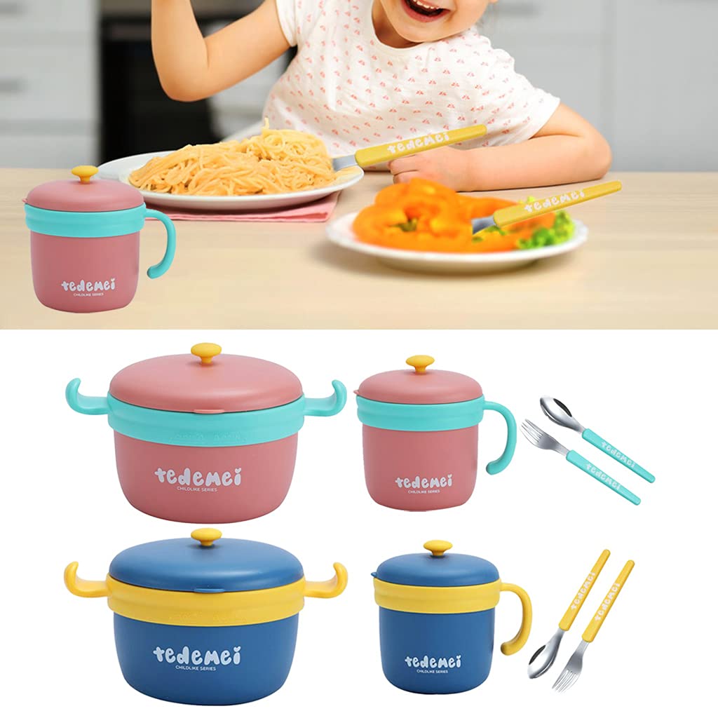 Children Tableware Stainless Steel Cartoon Children's Tablewares Insulated Bowls Cups Spoon Fork Sets Gifts For Children