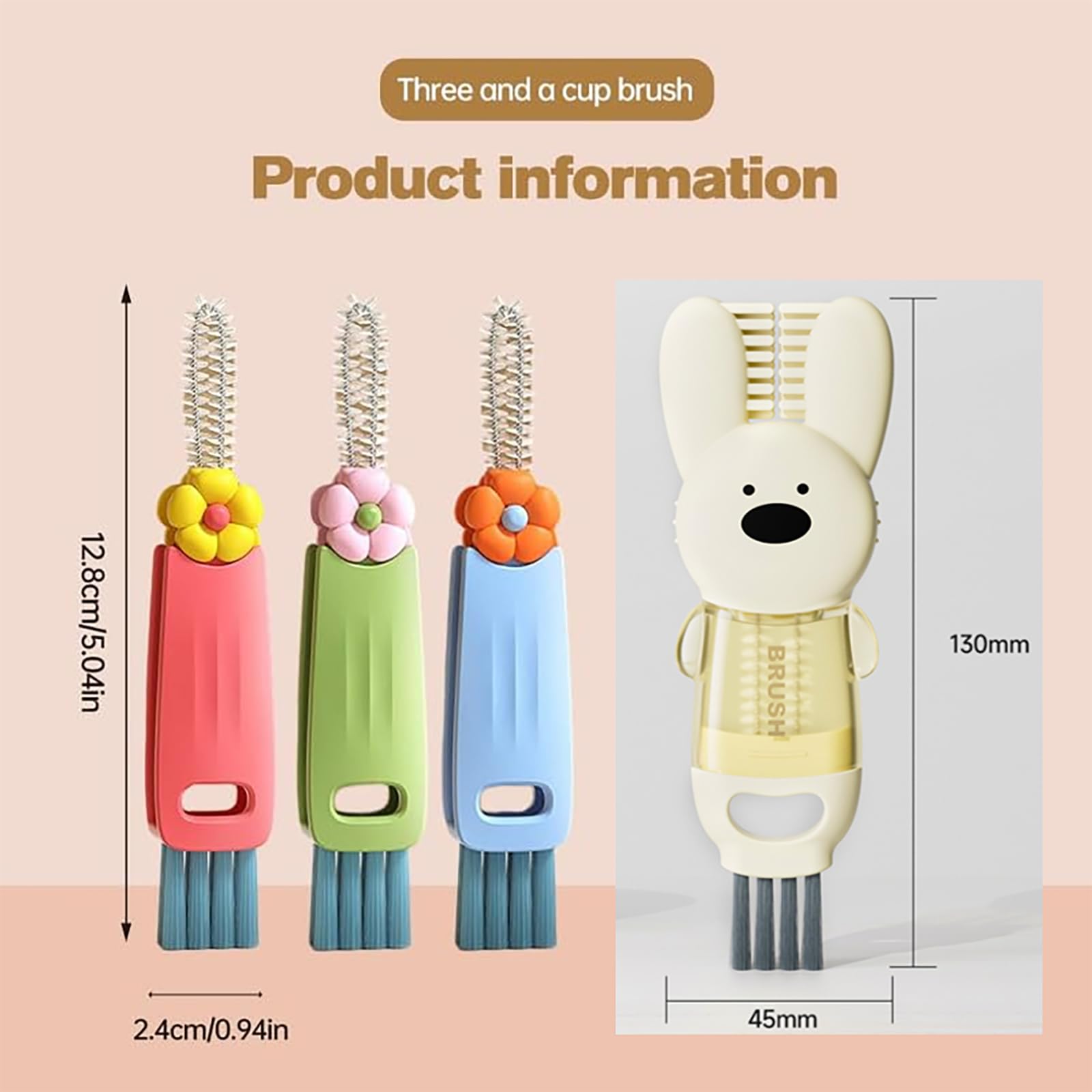 3 in 1 Cup Lid Cleaning Brush, 2024 Upgrade Multifunctional Crevice Portable Cup Lid Cleaning Brush for Bottle Gap Tight Spaces Cup, Multi-Purpose Tiny Silicone Cup Holder Cleaner (Red, 1 Pack)